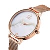Alienwork SK Minimalist Women's Ultra Flat Elegant Watch, Rose Gold/White/Mesh