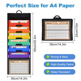 Wall File Organizer 6 Pocket,Hanging Wall File Organizer for Classroom and Office,Accordion Organize Assignments,Files,Scrapbooks,Paper