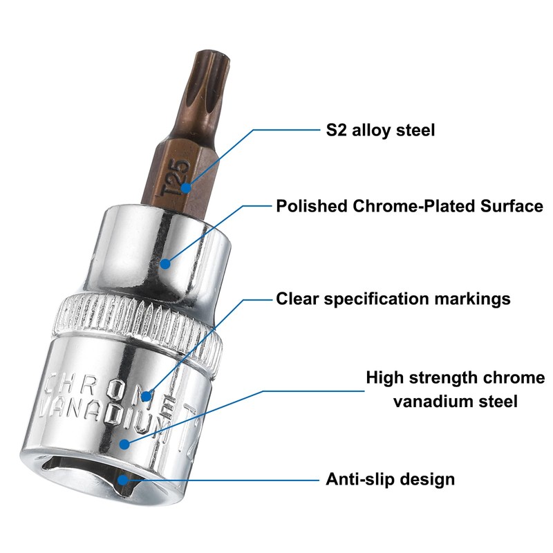 sourcing map 3pcs 3/8" Drive x T25 Torx Bit Socket,