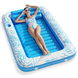 Jasonwell - Flotador inflable para piscina, 4 en 1, almohadilla para tomar sol para adultos, relajarse en la piscina, flotador lleno de juguetes de ag