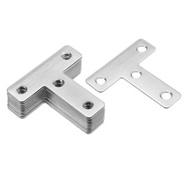 uxcell Flat T Shape Repair Mending Plate, 50mmx50mm, Stainless Steel Joining Bracket Support Brace, Pack of 12
