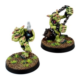 War World Gaming Gutrot Greenskins – Goblin Special Star Players x 2 – Fanatic & Bomber - 28mm Scale Fantasy Football Miniature Mini Figure Blood Bowl Collectible Painting