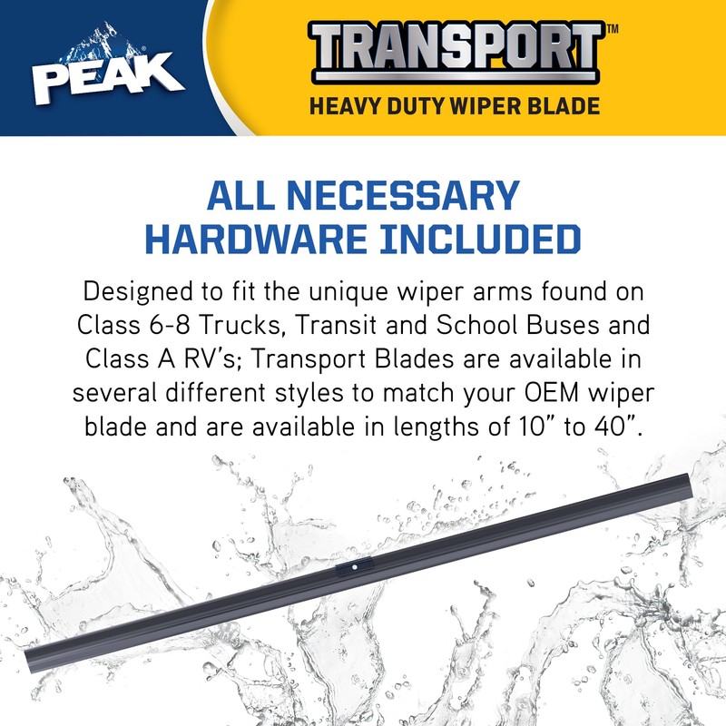 PEAK Transport Heavy Duty Windshield Wiper Blade, Durable Metal Wiper