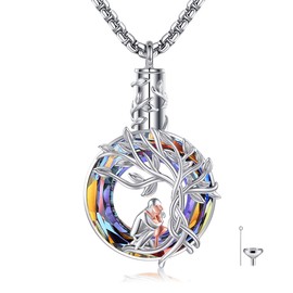 DAYLINLOVE Urn Necklace for Ashes 925 Sterling Silver Father Daughter Crystal Pendant Necklace To My Daughter Gifts Cremation Memorial Keepsake Jewellery Gifts from Father for Women