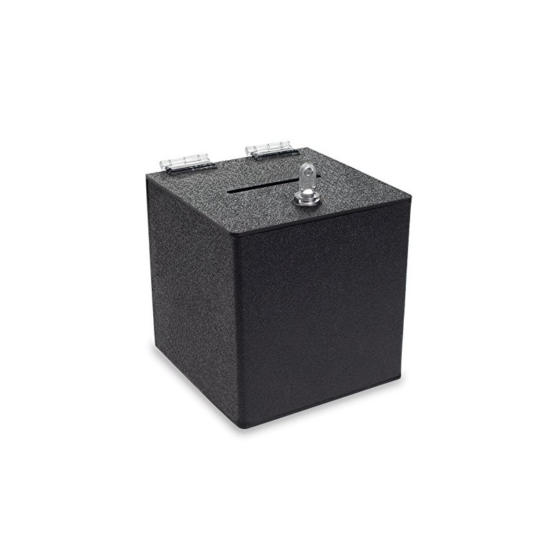 Source One BLACK Cube Donation Box with Cam Lock Suggestion