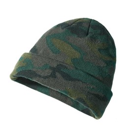 Scheibler Men's Winter Hat – Modern Knitted Hat Men in Camouflage Style – Beanie Men's with Brim – Warming Work Hat Machine Washable, Anthracite/Olive