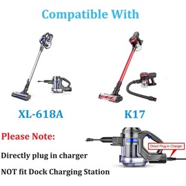26V Vacuum Charger Compatible with MOOSOO M X6 XL618 XL-618A K17 K17 Pro VC01 M24 M8 Cordless Vacuum Power Cord.