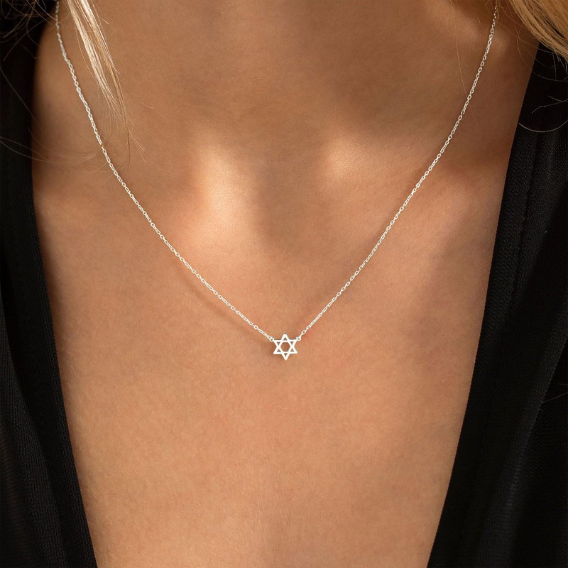 VRIUA Silver Necklace for Women 14k Gold Plated Star of