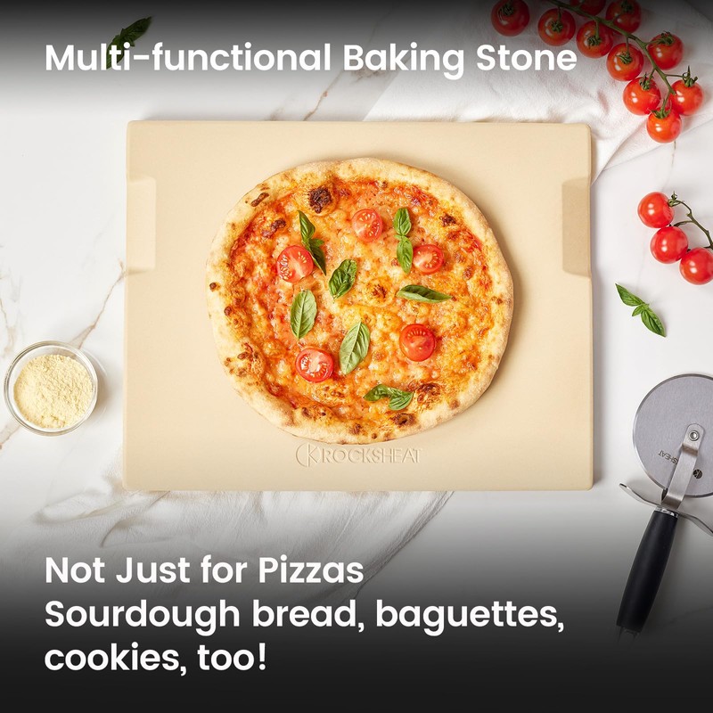 ROCKSHEAT Pizza Stone, 15"x12" Rectangular Pizza Stone for Oven Grill