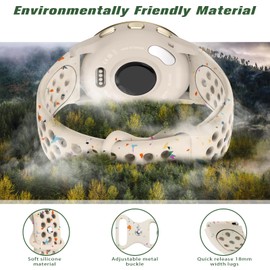 HAYONLIY 2 Pack Breathable Sport Bands Compatible for Garmin Venu 3S/Vivoactive 4S/Venu 2S/Vivomove 3S, 18mm Soft Silicone Eco-Friendly Waterproof Strap for Garmin Forerunner 255s/265s Women