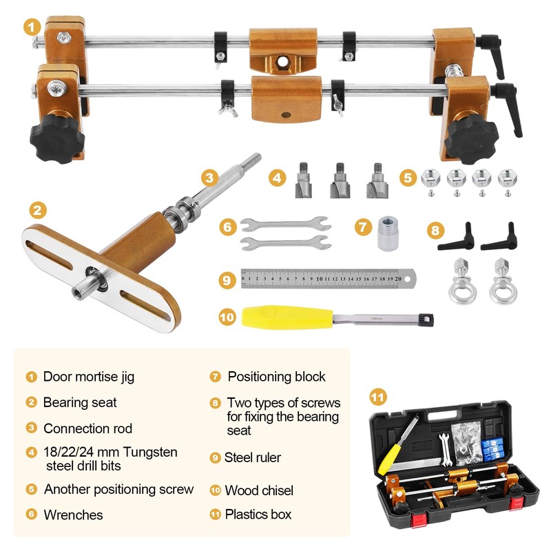 Upgraded Door Mortise Jig for Wooden Doors, Dual-Rail Micro-Adj