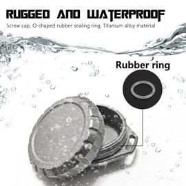 WANERSEN Titanium Waterproof Pill Case Travel Pill Organizer Bottle EDC Capsule Container Portable Pocket Metal Box with Chain for Camping, Hiking, Fishing, Stone Washed