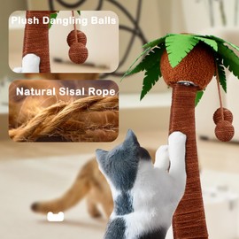 Lechansen Cat Scratch Post with Hammock,29.5 Inches Tall Cat Scratcher with Cat Bed for Indoor Cats,Sisal Rope Cat Tree Scratching Post Tall with Hanging Ball for Small Cat Kitten