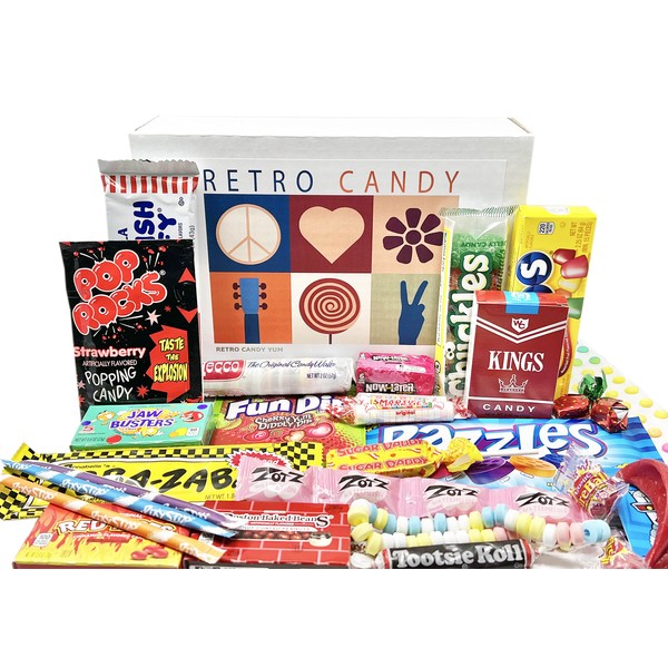 RETRO CANDY YUM Care Package Assortment Gift Box Nostalgic Candy Mix from Childhood for Man or Woman Jr