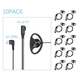XFOX Walkie Talkie Earpiece 2Pin D Shape Earpiece Headset Push to Talk Mic Apply to Motorola Two Way Radio Walkie Talkie Devices CP040 CP200 CLS1410 CLS1450 GP208 GP2000 GP3188 Etc.