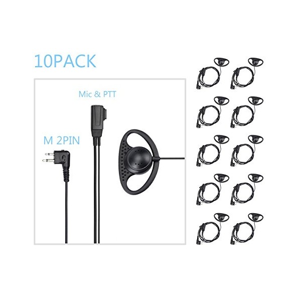 XFOX Walkie Talkie Earpiece 2Pin D Shape Earpiece Headset Push