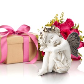 Leekung Angel Statue with Solar Powered Light for Garden Decor,Garden Statues for Patio Yard Porch Lawn Outdoor Decor,Angels Garden Sculptures & Statues,Angel Figurines Memorial Spiritual Gifts