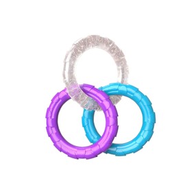 Rubber 3-Ring Tug Dog Toy, Dogs Chew Toy for Aggressive Chewers Flying Discs for Small Medium Breeds Training Ring, Floating Dog Ring Toys for Throwing Catching Flying Lightweight Puppy Toy (Blue)