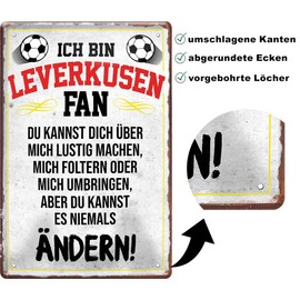 Metal Sign with "Ich bin Leverkusen" Fan Design for Football Enthusiasts Decorative Sign Gift Idea 20 x 30 cm