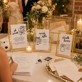 Calculs 3-Piece Wedding Sign Set, Gold 8x10 Floating Picture Frames