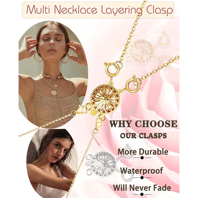 Necklace Layering Clasps Separator for Women 14k Gold Silver Tangle