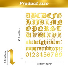 Teling 8 Sheets Letters Stickers Self Adhesive Vinyl Old English Alphabet Stickers Mailbox Numbers Decals for DIY Mailboxes Signs Windows Doors Cars Trucks Home Business Address Crafts(2 Inch,Gold)