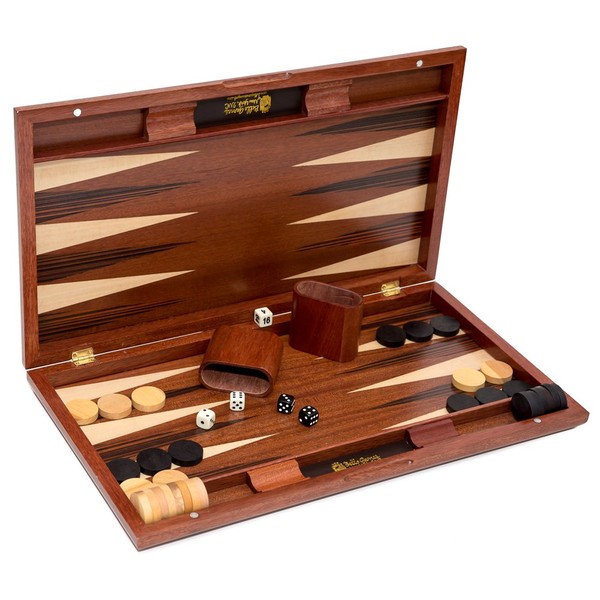 Gramercy Park Deluxe Wooden Walnut Backgammon Set 19 3/4"