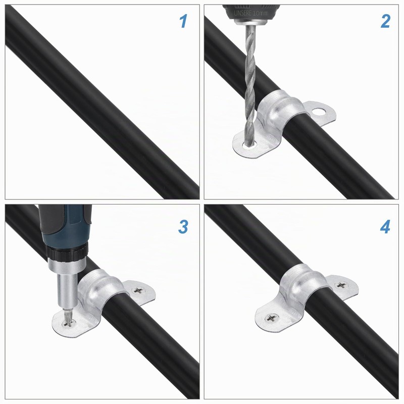 QUARKZMAN Pack of 8 Pipe Clamps for Diameter 75 mm