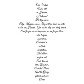 The Lord’s Prayer Cross Wall Decal, Our Father Who Art in Heaven, Religious Gifts, 23"X36" Black