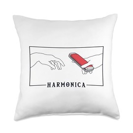 Chromatic Harmonica Accessories Set Beginner Gifts Michelangelo Creation of Adam Mouth Harp Harmonica Throw Pillow, 18x18, Multicolor