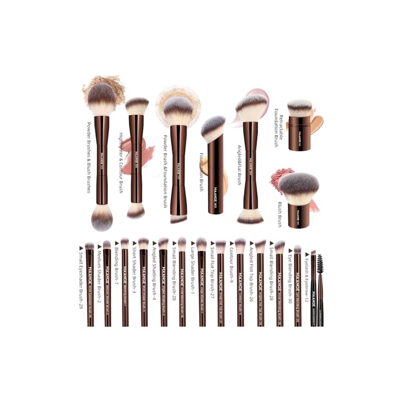 MAANGE Makeup Brushes 20Pcs with Gift Box, Aluminum Make up
