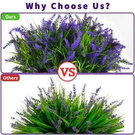 Artificial Plants Outdoor, 24 Bundles Fake Flowers UV Resistant Faux Lavender Flowers with Plastic Shrubs, Realistic Faux Plants for Porch Garden Patio Window Box Hanging Planter Basket Home Decor Use