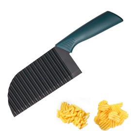 Lamkrtlp Crinkle Slicer, Stainless Steel Potato Chipper Chip Cutter, Crinkle Cutter for Fruits, Vegetables, Potatoes (Black)