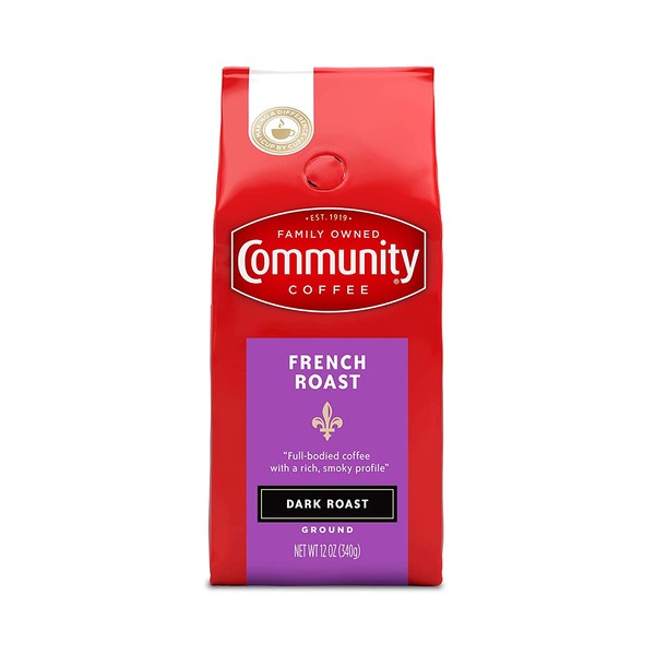 Community Coffee French Roast Extra Dark Premium Ground 12 Oz Bag, Full Body Rich Robust Taste, 100% Select Arabica Coffee Beans