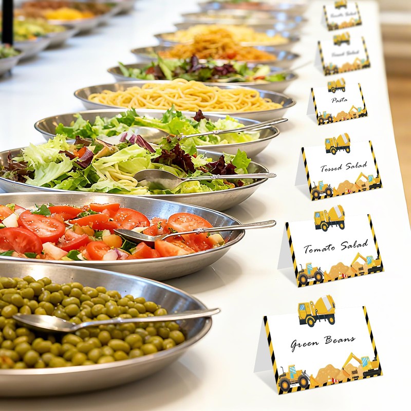 TagreSpike Construction Table Place Cards 50pcs Dump Truck Tent Cards