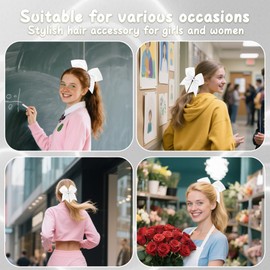 LAOTIDui 2Pcs Elastic Ponytail Holder,Hair Bows for Girls Softball,Cheerleading Hair Accessories 8 Inch Large Cheer Bows,Softball Hair Bow, Scrunchie, School Cheer Accessories Hair Tie for Teen