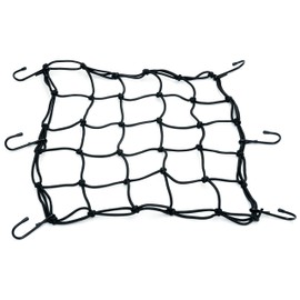 Kuryakyn 5781 Motorcycle Accessory: Expandable Bungee Cargo Net with Plastic Hooks for External Storage and Luggage, 12" x 12", Black