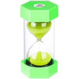 Hourglass Sand Timer 60 Minute，Colorful Sand Watch 60 Min, Small Green Sand Clock 60 Minute, Plastic Hour Glass Sandglass Timer for Kids, Games, Classroom, Kitchen, Ketch, Decoration