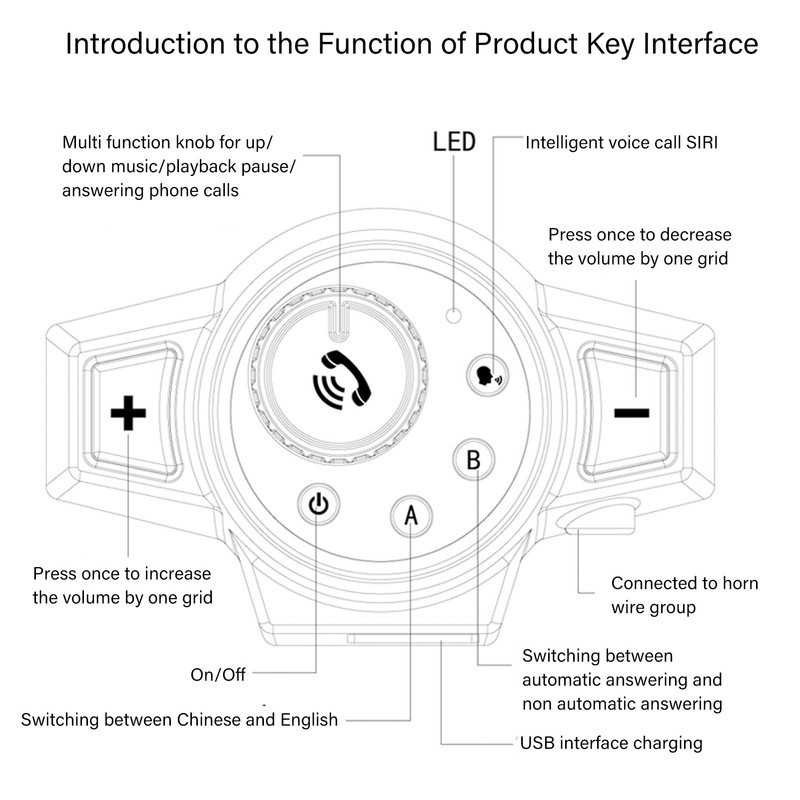 Motorcycle Helmet Bluetooth Headset Waterproof Bluetooth 5.0 Motorcycle Intercom Riding
