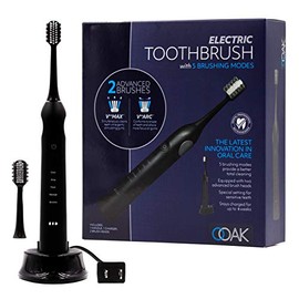 OOAK Cepillo de dientes eléctrico con 5 modos de cepillado – 2 cepillos avanzados – negro