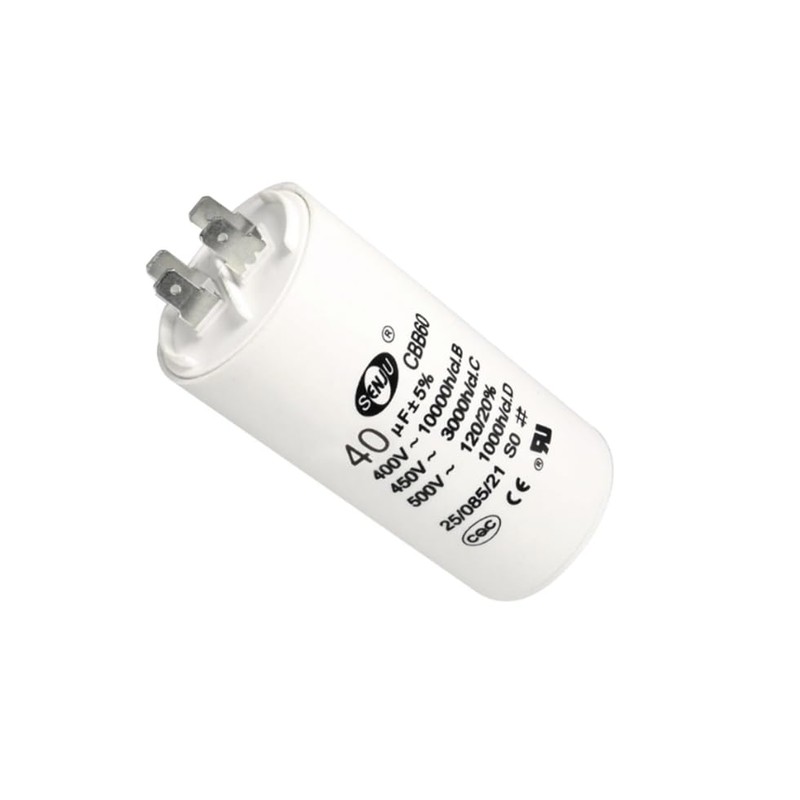 1×CBB60 Run Capacitor - 450V 40uF Double Insert 50/60Hz Cylindrical