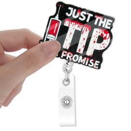 Xipromi Just The I Promise Badge Reels Retractable Glitter with Clip, Funny Badge Holder Gift for Phlebotomy RN LPN IV Nurse Doctor, Thank You Nurses Week Gifts for Phlebotomist First Responder