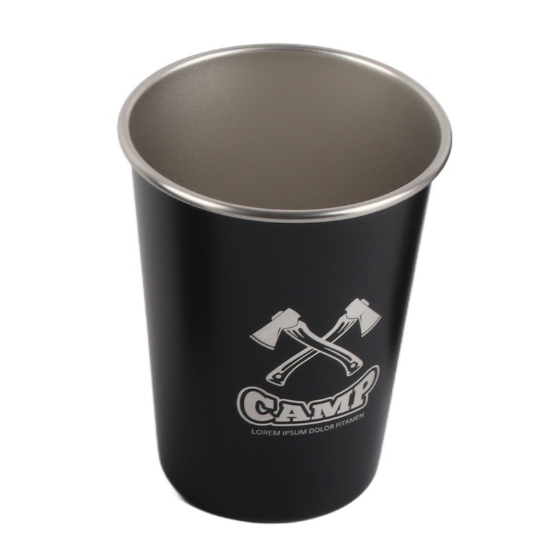 4pcs Camping Cups Black 350ml Outdoor Camping Portable Stainless Steel