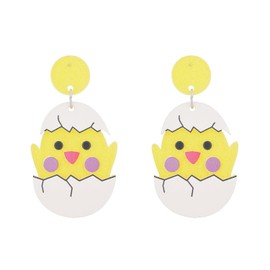 Easter Chicken Earrings Acrylic Egg Shell Chick Drop Dangle Earrings Easter Egg Basket Resurrection Easter Basket Stuffers Jewelry-Chicken