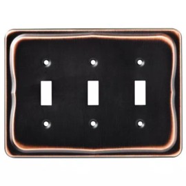 Brainerd 144419 Tenley Bronze & Copper Triple Switch Cover Wall Plate