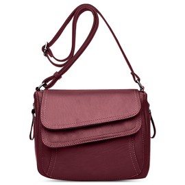 DEEVORCA Women Fashion Simple Shoulder Bags Retro Crossbody Bags Daily Casual PU Leather Waterproof Messenger Bag Work Party Travel Dating Multi Pockets Satchel Bag Handbags Red