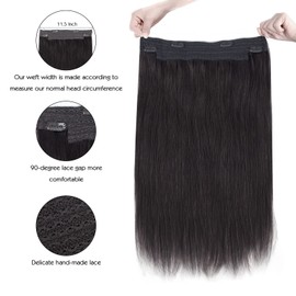 Sassina Remy Hair Extensions with Invisible Miracle Wire, Off Black #1B Color 14 Inch 90 Gram