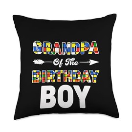 Speedcubing Puzzle Family Matching Birthday Gifts Grandpa of The Birthday Boy Family Matching Puzzle Cube Math Throw Pillow, 18x18, Multicolor