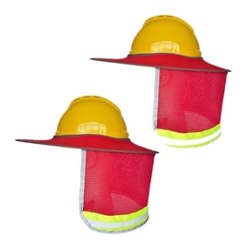 XIAKE Hard Hat Sun Shade Full Brim Mesh Neck Sun Shield with Reflective Strips Neck Sunshade Cover, Pack of 2 (2 Packs Red)