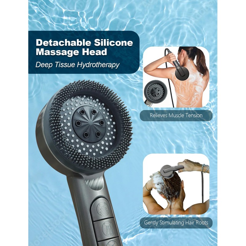 KAYOJU High Pressure Shower Head, One-Hand Control 4-Mode Handheld Showerhead